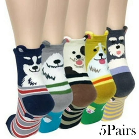 

5Pairs Women Socks Cute Cartoon Animal Socks Female Casual Socks