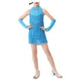 thumbnail image 1 of Rswnyirn Robe de Danse à Franges pour Filles Enfants Latin Jazz Salsa Samba Rumba Cha Tango Bleu Ciel 140, 1 of 4