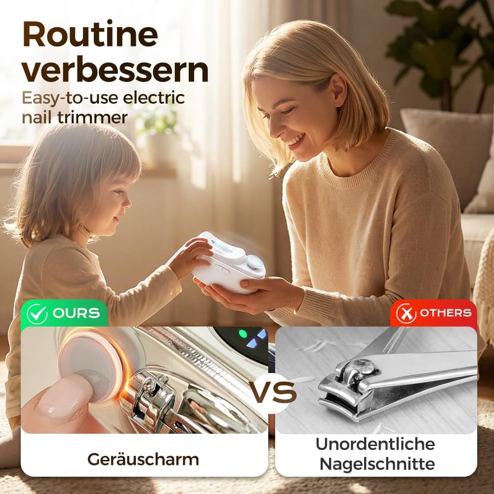 Automatic Nail Clipper with Nail File, 2026 New 2-in-1 Electric Nail Trimmer with LED Light, Nail Catcher for Kids, Seniors & Adults