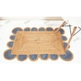thumbnail image 5 of Rectangle Rug Natural Jute Rug Hand Braided Beige and Light Blue Border Color Rounding Line Area Rug, 5 of 5