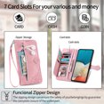 thumbnail image 6 of Tarise for Samsung A53 5G Wallet Case for Men Women, Galaxy A53 5G Cover, Embossed PU Leather Magnet Buckle Card Slots Zipper Pocket Lanyard Wrist Strap Handbag All-inclusive Protective Case, Pink, 6 of 8