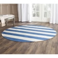thumbnail image 2 of Safavieh Montauk 4' Round Hand Woven Cotton Rug in Blue and Ivory, 2 of 3