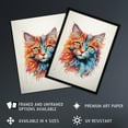 thumbnail image 2 of Maine Coon Cat Lover Gift Pet Portrait Orange Blue Pink Artwork Painting Artwork Framed Wall Art Print A4, 2 of 5