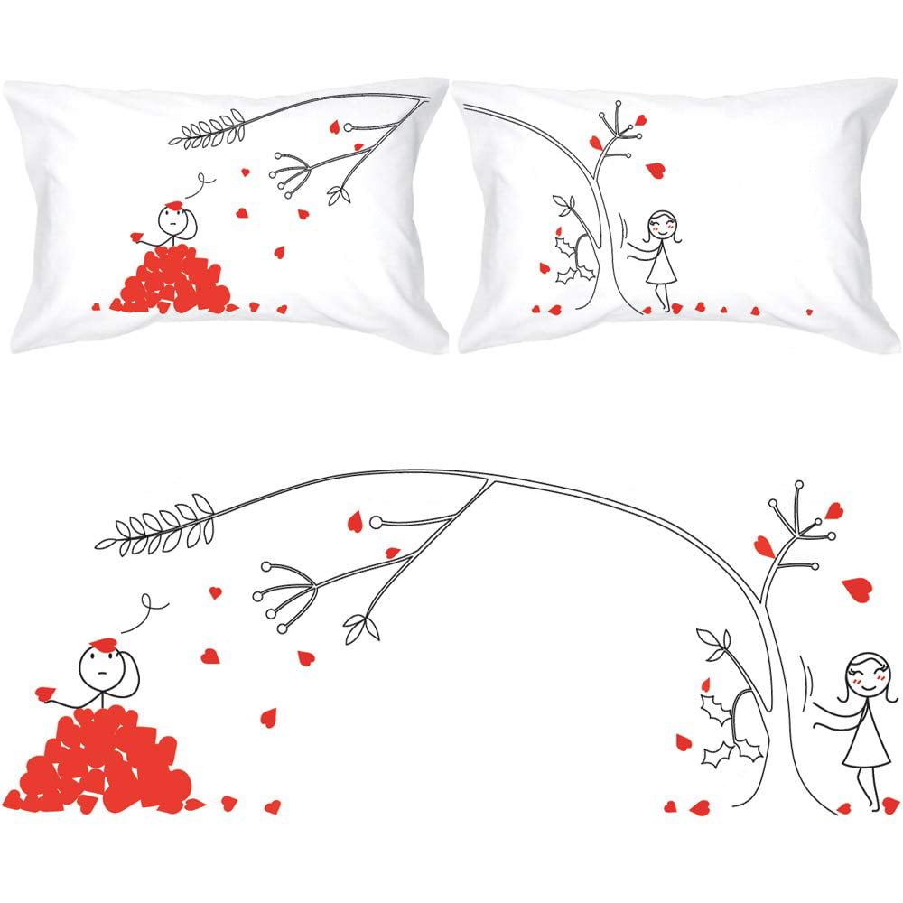 Anniversary 20 x 30 Wedding 50 x 75cm Warmht Couples Pillowcases LO&VE Romantic Gifts for Him for Her for Valentines Day