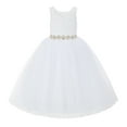 thumbnail image 2 of Ekidsbridal White V-Back Lace Tulle Tutu Flower Girl Dresses Communion Baptism Ceremonial Gown 212R2 2, 2 of 3