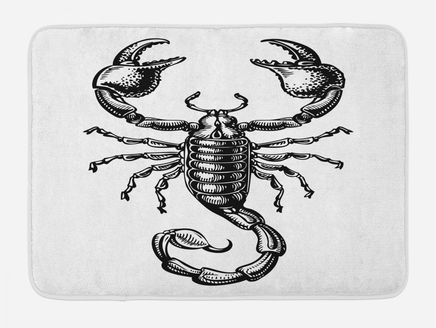 Zodiac Scorpio Bath Mat, Monochrome Sign Sketch Art of a Scorpion Tattoo  Animal Horoscopes Theme, Non-Slip Plush Mat Bathroom Kitchen Laundry Room  Decor,  X  Inches, Black and White, Ambesonne -