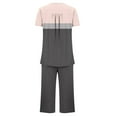 thumbnail image 4 of Cavosen Womens Pajamas Sets 2 Piece Outfits Button Front Pleated Soft Sleepwear Short Sleeve Crewneck Pullover Tops Capri Nightwear Color Block Loungewear with Pocket Pink 2XL, 4 of 5