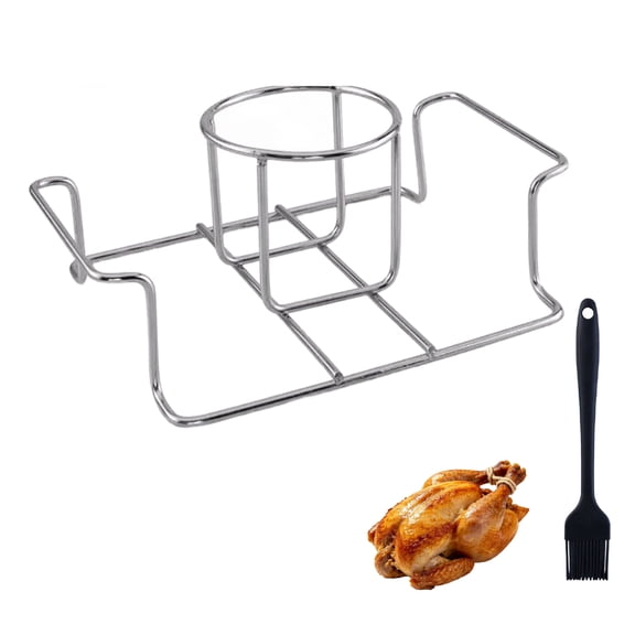 RYLZX Beer Can Chicken Holder for Grill and Smoker, Premium Grade Stainless Steel Beer Chicken Stand  With a silicone oil brush