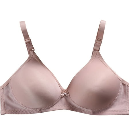 Yyeselk Womens Wire-Free Bras Comfort Push Up Bras Lightly Lined Breathable Adjustable Strap Daily Bra No Underwire Soft Full Coverage Bra Beige M