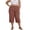 Wine, variant on Vynhevius Plus Size Capri Pants for Women, Casual Summer Smocked Elastic High Waist Loose Wide Leg Cropped Pants with Pockets