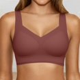 thumbnail image 2 of WCJM Coffee See Through Panty Bra Yoga Bras for Women No Padding with Adjustable Back Hooks V-Neck Basic Wireless Racerback Bra Low Support Workout Sports Bra, 2 of 5