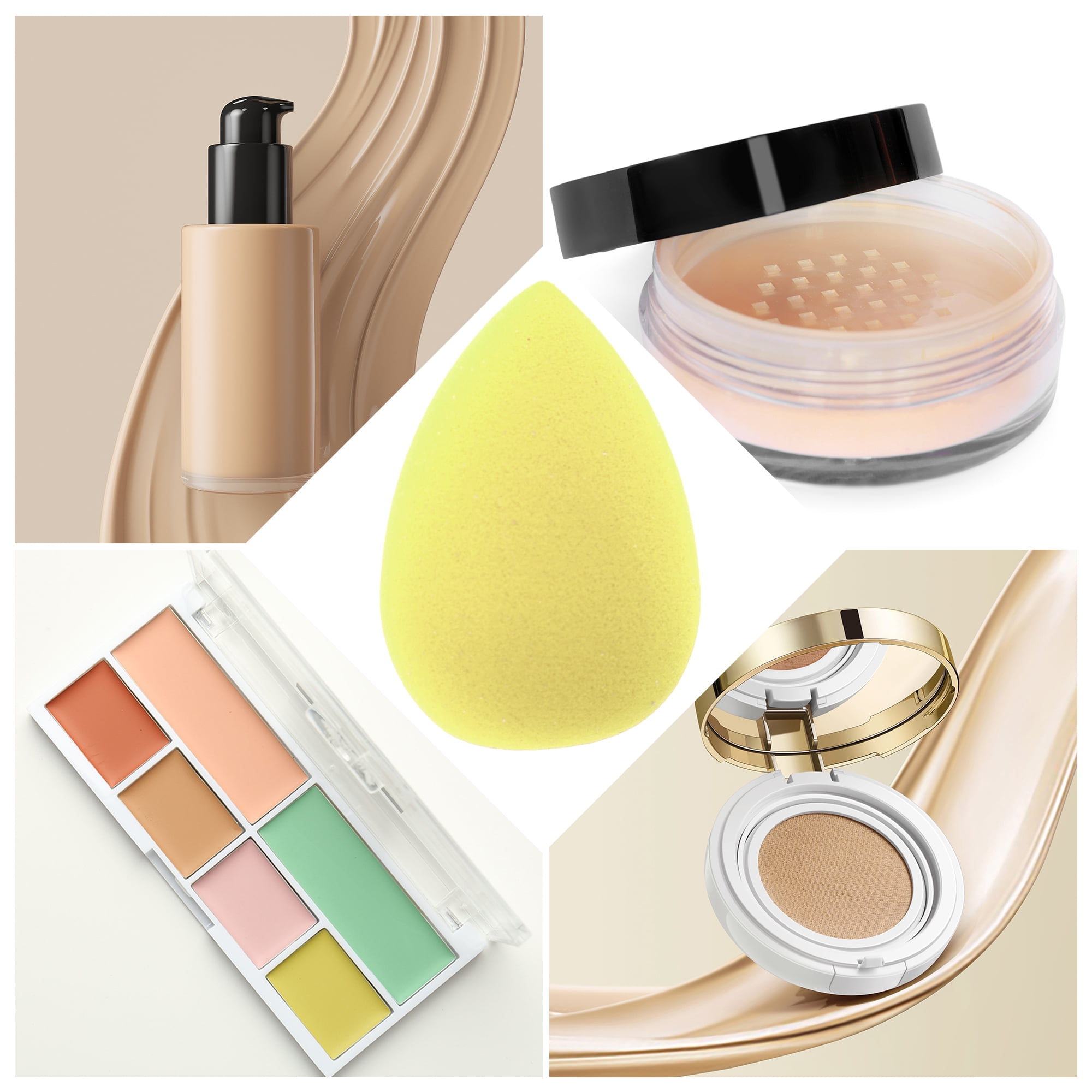 Unique Bargains 10 Pcs Mini Face Makeup Sponge for Makeup Yellow