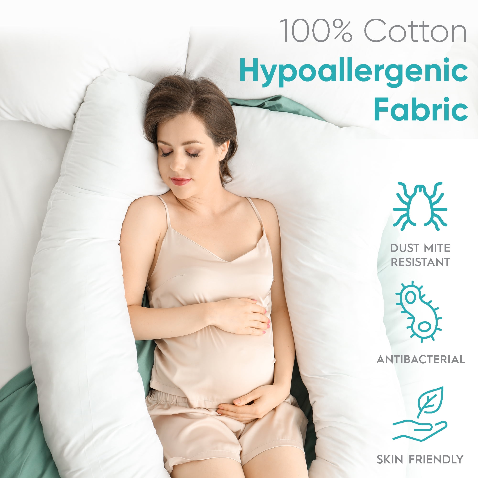 Digital Decor Premium Cotton Full Body U Shaped Pregnancy Pillow 35" x 65"