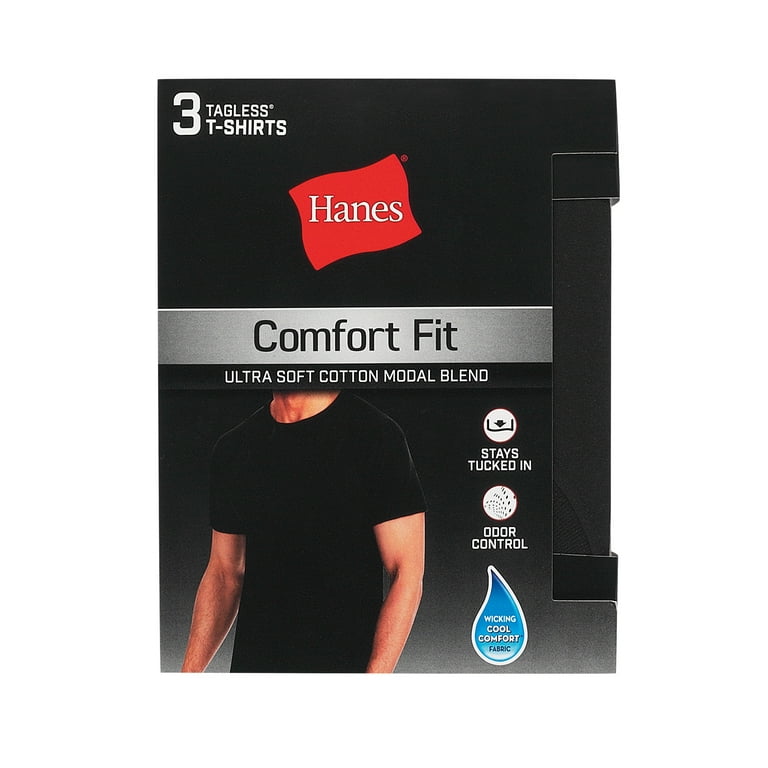 Comfort Fit Ultra Soft Cotton Black/Grey T-Shirt Undershirts, 3 Pack -