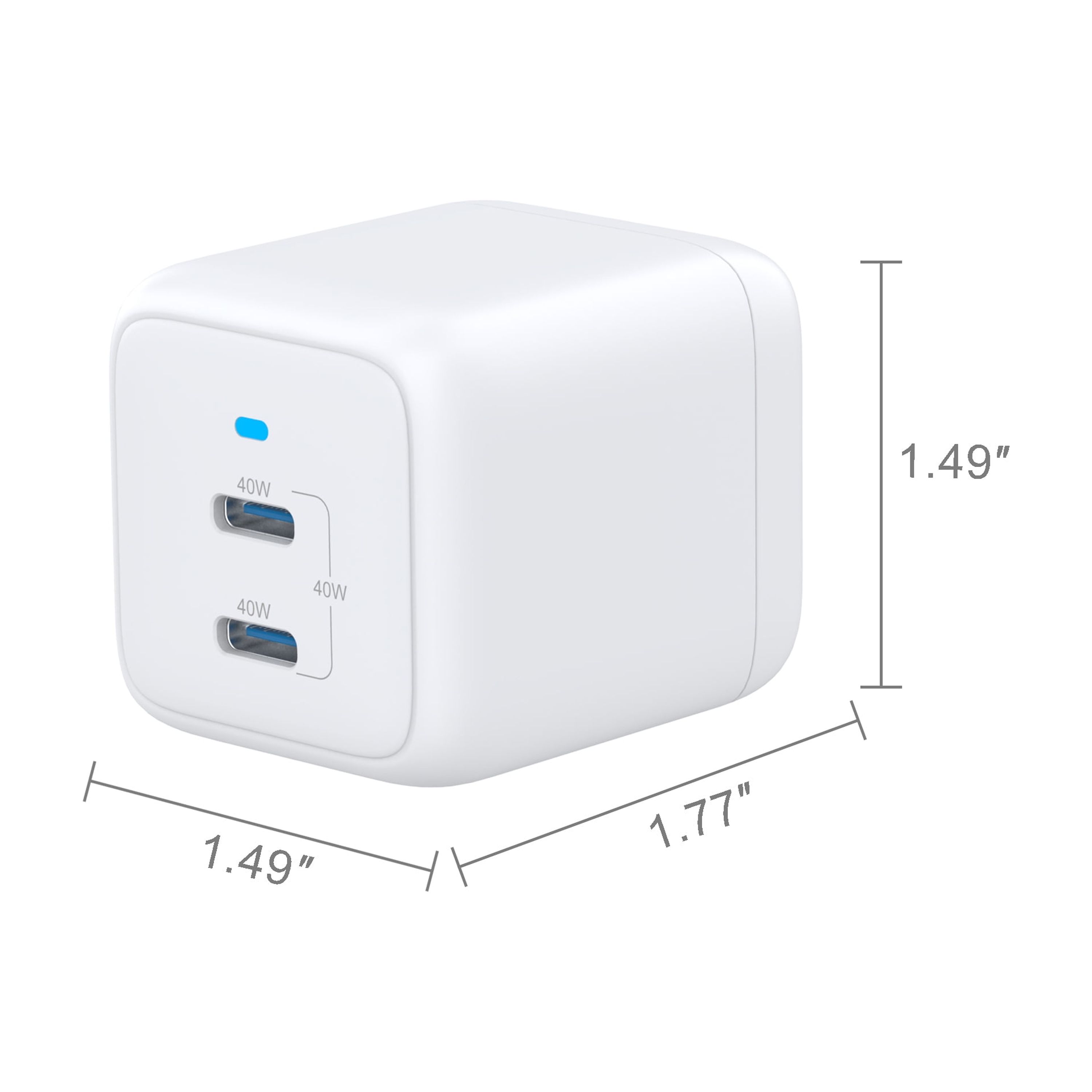 Cargador de pared onn de 40W con doble puerto USB-C, carga rápida, certificado USB-IF, enchufe plegable, blanco 6