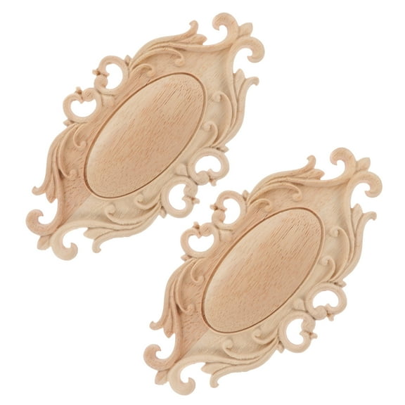 WHAMVOX 2Pcs Wood Embellishments For Furniture Carved Onlay Appliques Beige Fine Polishing Homeowners