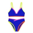 thumbnail image 7 of cocolona Womens High Waisted Bikini Sets V Neck Color Block Two-Piece Swimsuits Vacation Beach Bathing Suit, 7 of 7