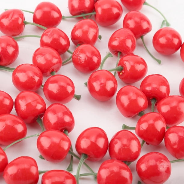 Cerezas Falsas, 50 Piezas Decoraciones De Cerezas Cereza Falsas Uso Versátil Para Fiestas, Bodas, Salas De Arte, Oficinas, Tiendas