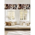 thumbnail image 3 of Brown Cowhide Spots Window Valance, Cream White Background 2 Pack Decorative Curtain for Small Windows, Light Filtering Valance with 3” Rod Pocket, 42"W x 18"L, 3 of 9
