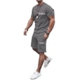 thumbnail image 2 of Paris Letter Graphic Short Sets for Men Crewneck T Shirt and Shorts 2 Piece Matching Set Mens Summer Outfits, 2 of 5