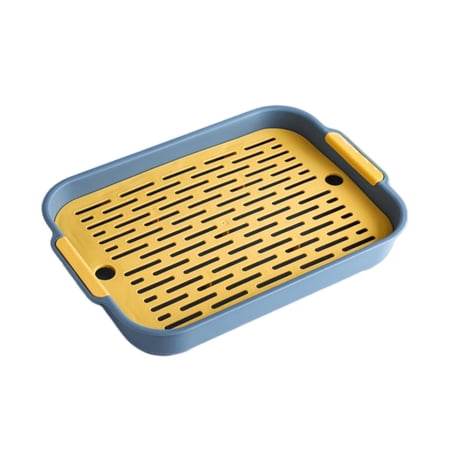 OIUR Multi-Purpose Drainage Tray Double-Layer Plastic Drying Rack Rinseable Garbage Tray for Kitchen Living Room Pet Use Cat Litter Box