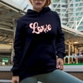 thumbnail image 2 of All You Need Is Love with Smiling Heart, Retro Valentine's Day Gift, Navy Blue Hooded Sweatshirt or Hoodie, 3XL, 2 of 5