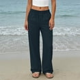 thumbnail image 5 of Womens Summer Palazzo Pants Wide Leg Loose Fit Flowy Beach Trousers Pleated Elastic Waist with Pockets for Travel,Navy,XXL, 5 of 8