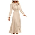 thumbnail image 1 of cfhntfmh Robes d'Invitée de Mariage pour Femmes Tendance à Découpes à Volants Col Ras du Cou Robe Maxi Smockée Ample Plissée Robe de Soirée, 1 of 5