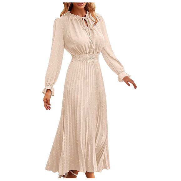 mtvxesu Womens Dresses, Fashion Women Spring Sexy Casual V-Neck Solid Long Leeve Dress Midi Dresses
