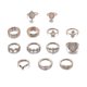 thumbnail image 5 of 15pcs Vintage Women Mid Ring Set Flower Crown Hollow Out Joint Knuckle Nail Ring, 5 of 5