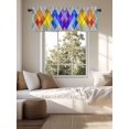 thumbnail image 4 of Kitchen Valances for Window, Abstract Splicing Glasses Diamond Light Filtering Rod Pocket Valance Curtain, Geometric Art Color Ombre Short Curtains Window Topper for Bedroom 42x12in, 4 of 9