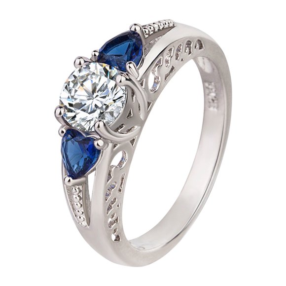 Riforla Heart Shaped Blue Diamond Ring Women's Blue Diamond Diamond Ring Fashion Jewelry Womens Jewelry Silver 8
