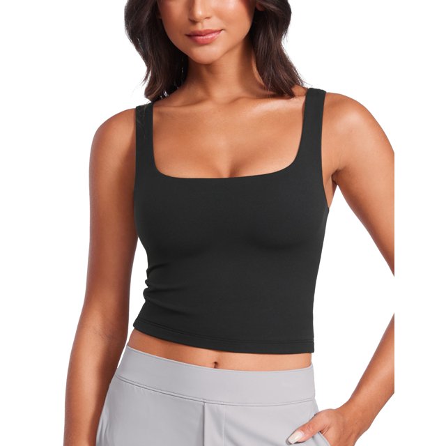 Remera CRZ YOGA Butterluxe sin mangas con escote cuadrado negra Talle L