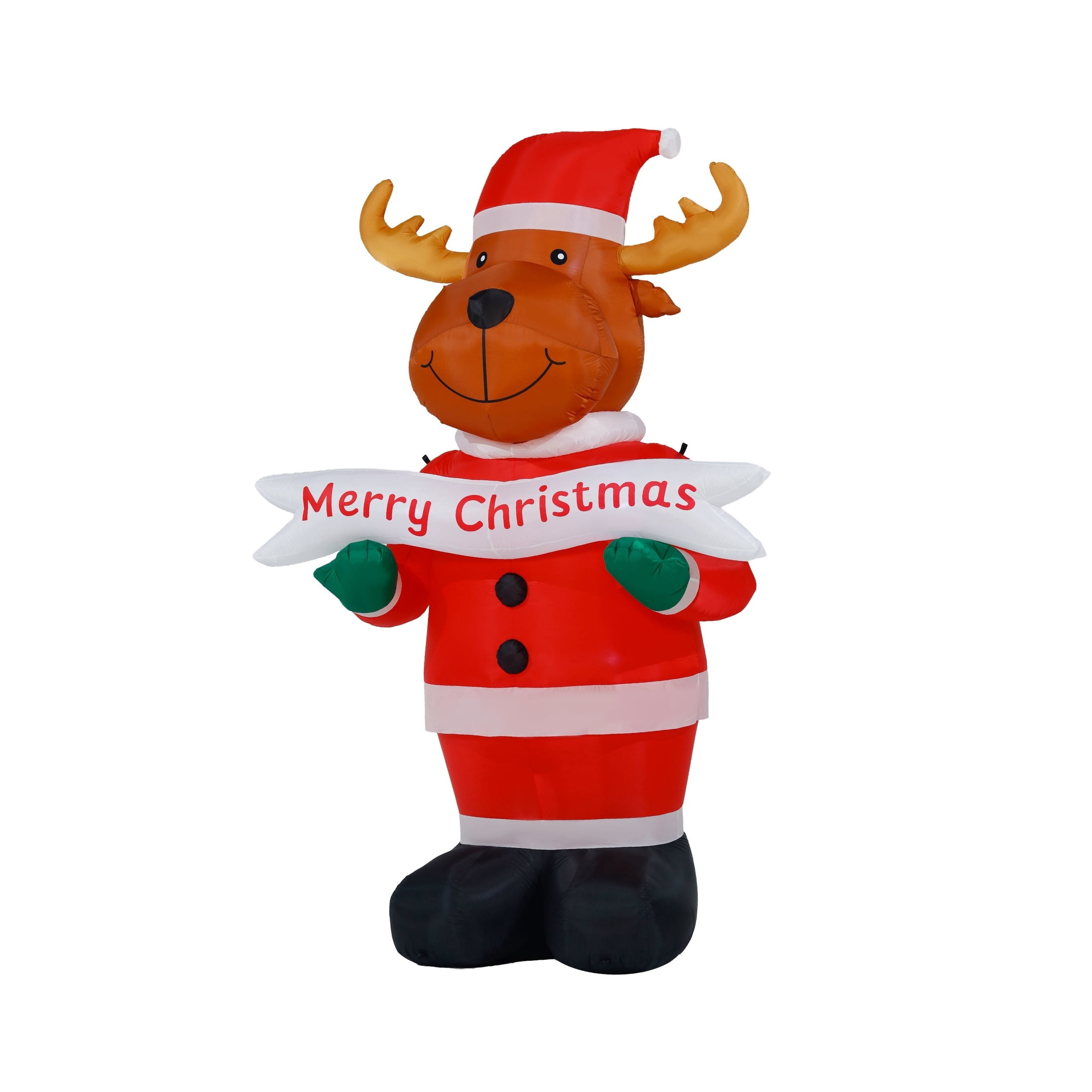 Multicolor Santa Moose with Sign Christmas Airblown Yard Inflatable, 10', by Holiday Time