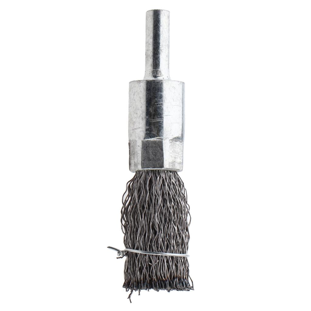 2Pc 6mm Shank Pen Shape Crimped Polish Wire Brush for Rust Paint Weld Remove