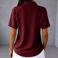 thumbnail image 4 of Dwellite Women's Polo Shirts Short Sleeve Waffle T-Shirt Summer Casual Tennis Work Athletic Tops Wine L, 4 of 5