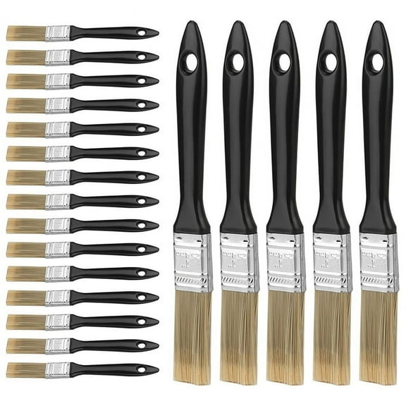 20 Pieces 1 Inch Paint Brushes with Handled Plastic Handles, Home Repair Flat Paint Brush Tools for DIY Painting, Home