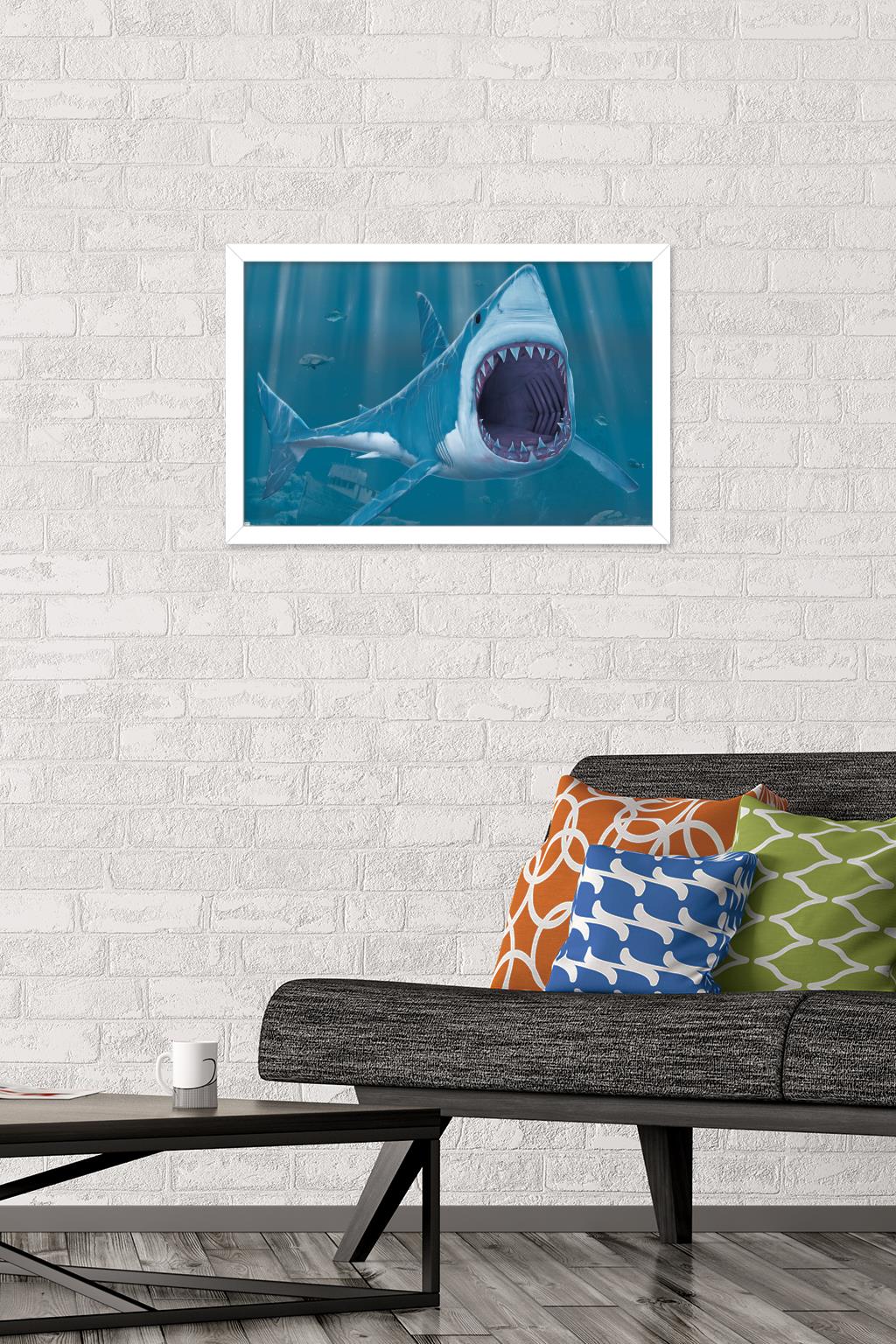 Vincent Hie - Shark Bite Wall Poster, 14.725" x 22.375", Framed