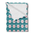 thumbnail image 2 of Summer Soft Flannel Fleece Throw Blanket, Pastel Toned Grapefruit Round Slices on Grunge Marine Stripes, Cozy Plush for Indoor and Outdoor Use, 60" x 80", Rose Seafoam and Petrol Blue, by Ambesonne, 2 of 5