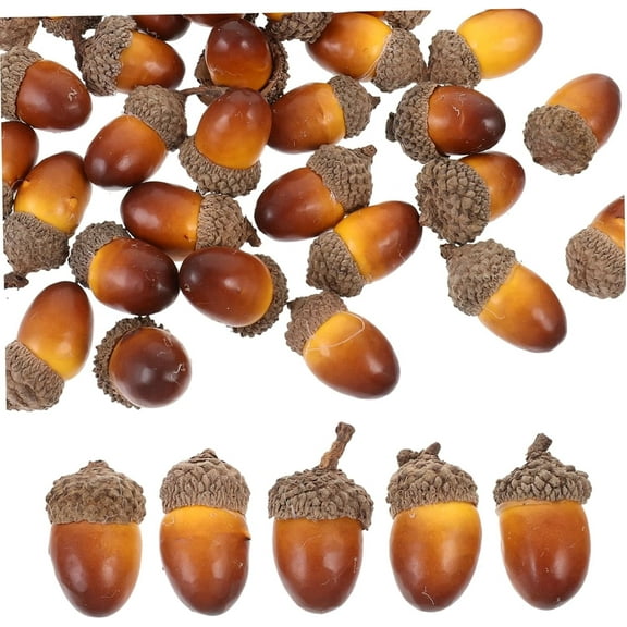 50 Pcs Artificial Acorns Mini Lifelike Acorns Simulation Acorns Props Fake Oak Nut Plants Model Craft for Christmas Festival Thanksgiving Home Decorative Kitchen Table Decorative Ornaments