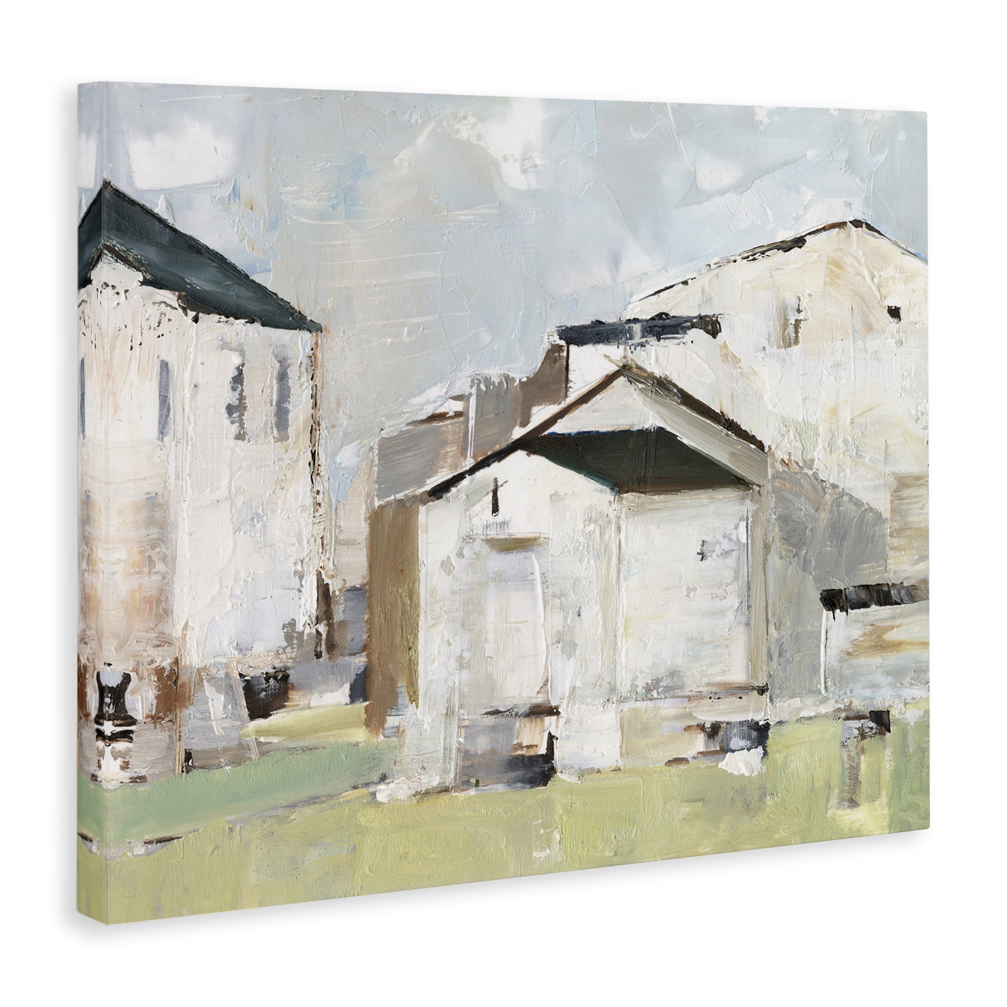 Stupell Industries Brushed Farm Houses Scenic & Cityscapes Painting Wrapped Canvas Art Print Wall Art, 20 x 16