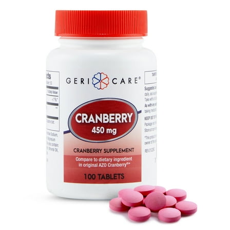 Geri-Care Cranberry Supplement Tablets for Urinary Tract Health, 450 mg, 1 Bottle, 100 per Bottle
