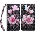 thumbnail image 2 of for Xiaomi Redmi A1 Wallet Case with Card Slot Holder Kickstand - Lovely Colorful Pattern PU Leather Flip Phone Case Cover for Xiaomi Redmi A1 Black Pink Flower, 2 of 14