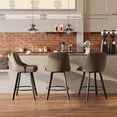 thumbnail image 2 of Betisef Swivel Bar Stools Set of 1, Counter Height Bar Stools with Back, Linen Fabric Upholstered Kitchen Island Stools, 360° Swivel, Rubberwood Legs, Thick Cushion Seat, for Dining Room Gray, 2 of 11