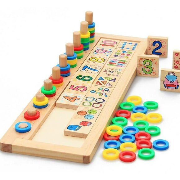 Wooden Children's Educational Toys, Math Games, Rainbow Circle Numbers, Geometric Figures, Wooden Early Education Birthday Gifts