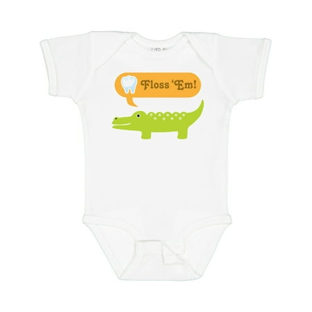 

Inktastic Funny Alligator Floss Em Tooth Gift Baby Boy or Baby Girl Bodysuit