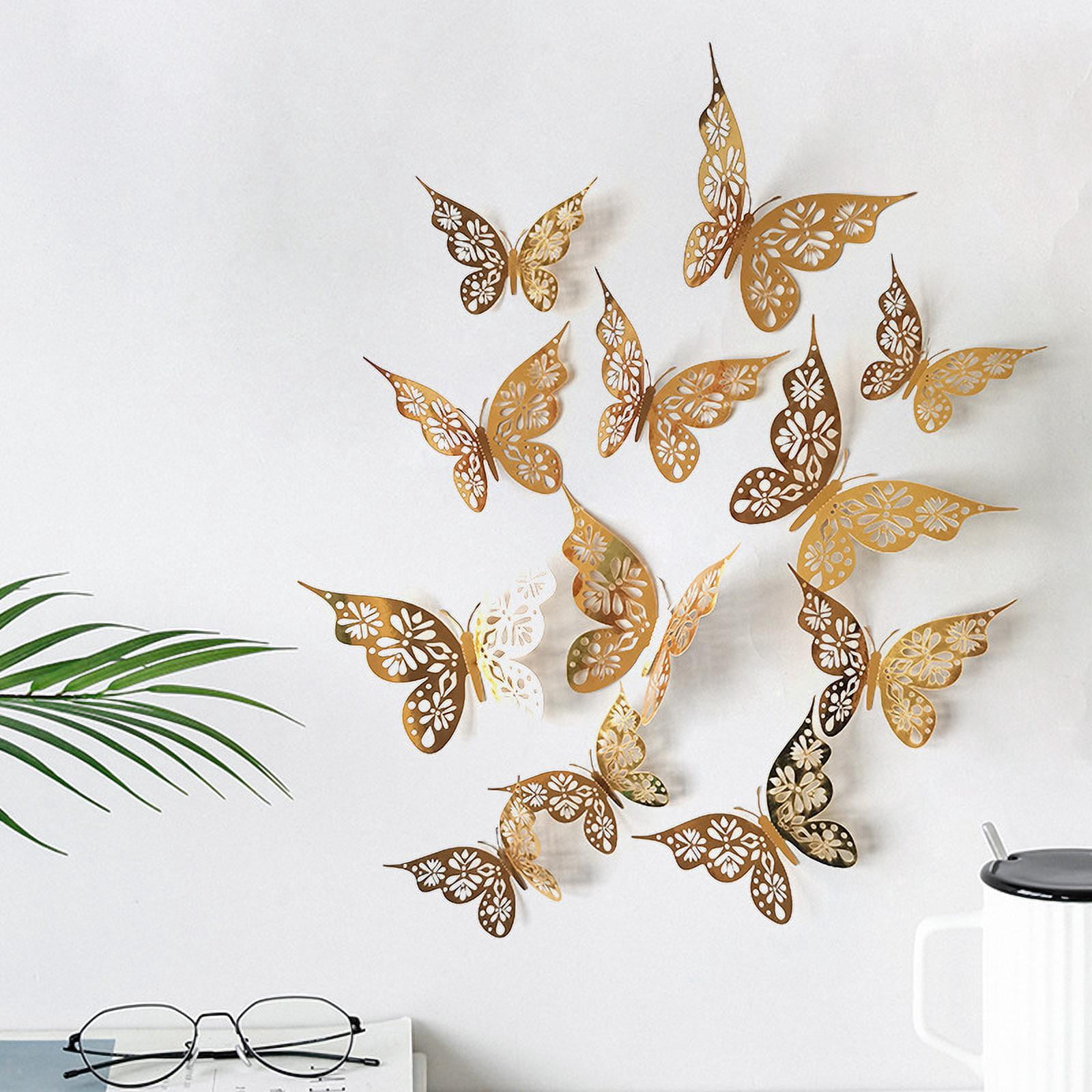 12 pcs/set 3D Wall Stickers Hollow Butterfly Children's Room Home Wall ...