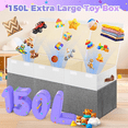 thumbnail image 2 of Extra Large Toy Box, Collapsible Sturdy Kids Toy Chest Storage Box with 3 Side bags and Removable Lids,Storage Bins with Lids for Nursery Room, Playroom,Closet,Home Organization,School, 2 of 7