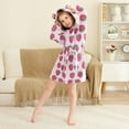 thumbnail image 3 of FORMRS Niños Bathrobe Unisex Hooded Robe Soft Plush Pajamas Sleepwear, Size 4-6T, Cartoon Strawberry, 3 of 7
