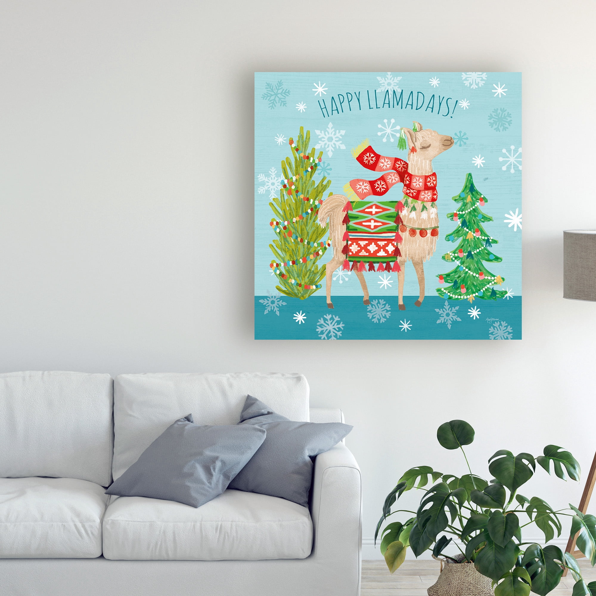 Trademark Fine Art 'Lovely Llamas Christmas XI' Canvas Art by Mary Urban